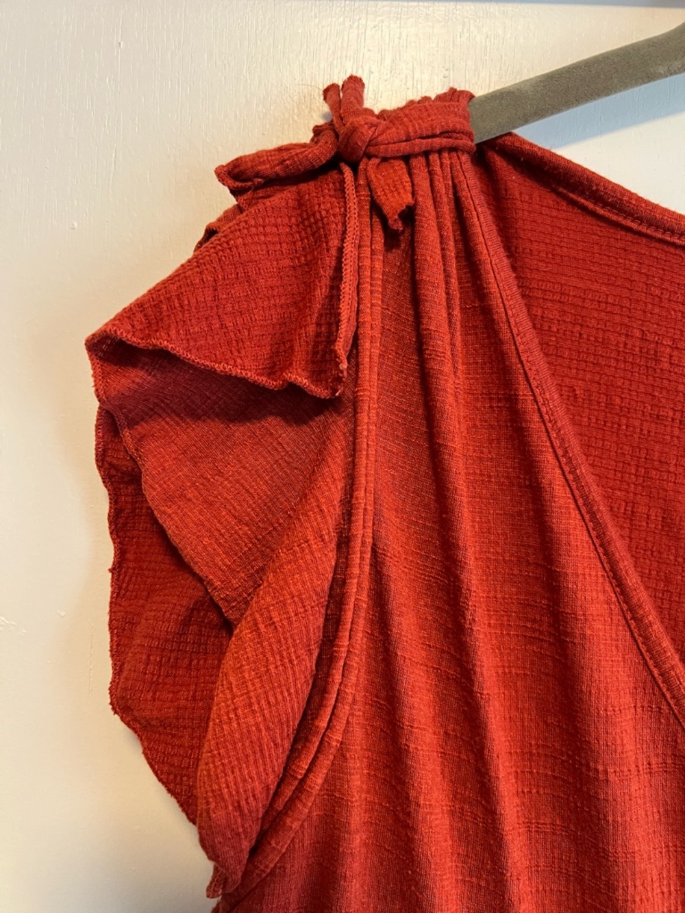 Rust Red Tiered Ruffle Sleeve Dress - Picture 3 of 4